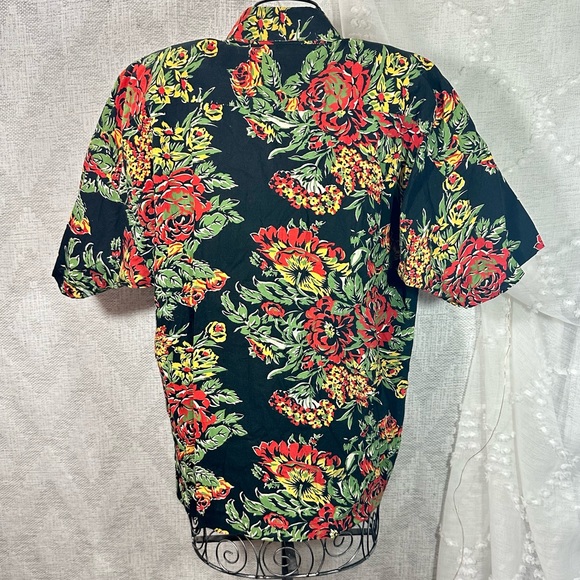 Norma Kamali Tops - Vintage Norma Kamali black floral button up with shoulder pads size S